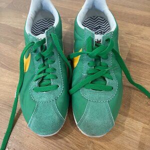 Women's Green Nike Cortez with Gold Swoosh, Size 8